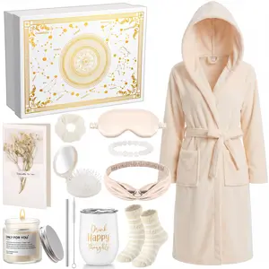 Mother's Day Gifts 11 Pcs Spa Gift Basket Self Care Set with Hooded Bathrobe Relaxing Bath Gift Set Pampering Spa Gifts for Mom Wife Grandma, Birthday Get Well Soon Thinking of You Stress Relief Care Package