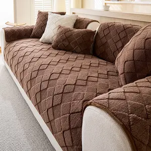 1pc Sofa Cover plush sofa cushion, pet friendly with square pattern Quilted Sofa Cover, anti slip protective cover, suitable for home decoration sofa cover sofa cushion in offices, bedrooms, living rooms, etc