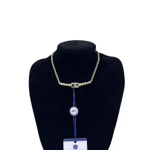 Pre-owned h5 Chanel 23P Gold Tone Necklace with Crystal Heart Logo 24016