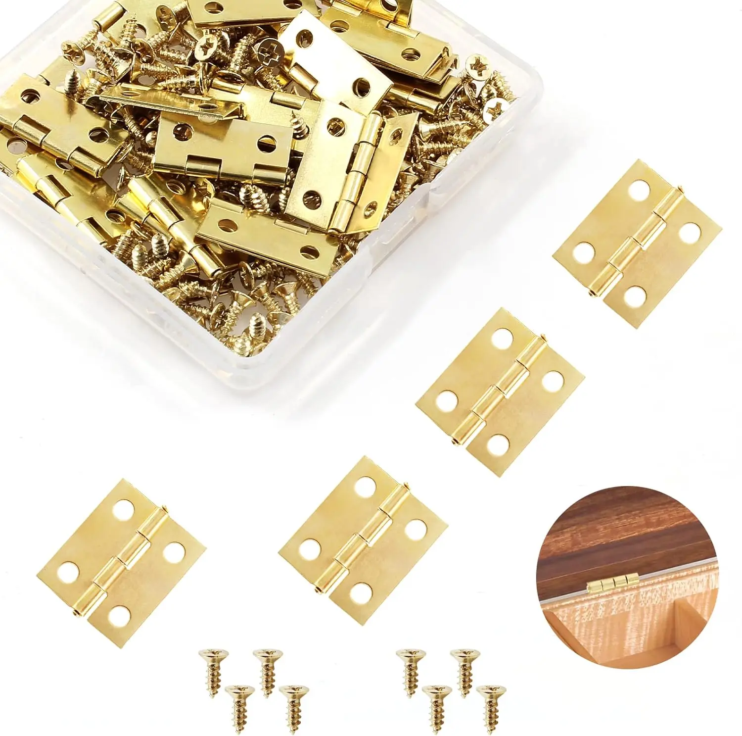 30 Pcs Small Hinges, 18 x 15 mm Retro Brass Butt Hinge Miniature Hardware 180 Degree Rotation Mini Hinges with Screws for Wooden Box Crafts Jewelry Box Chest Cabinet DIY