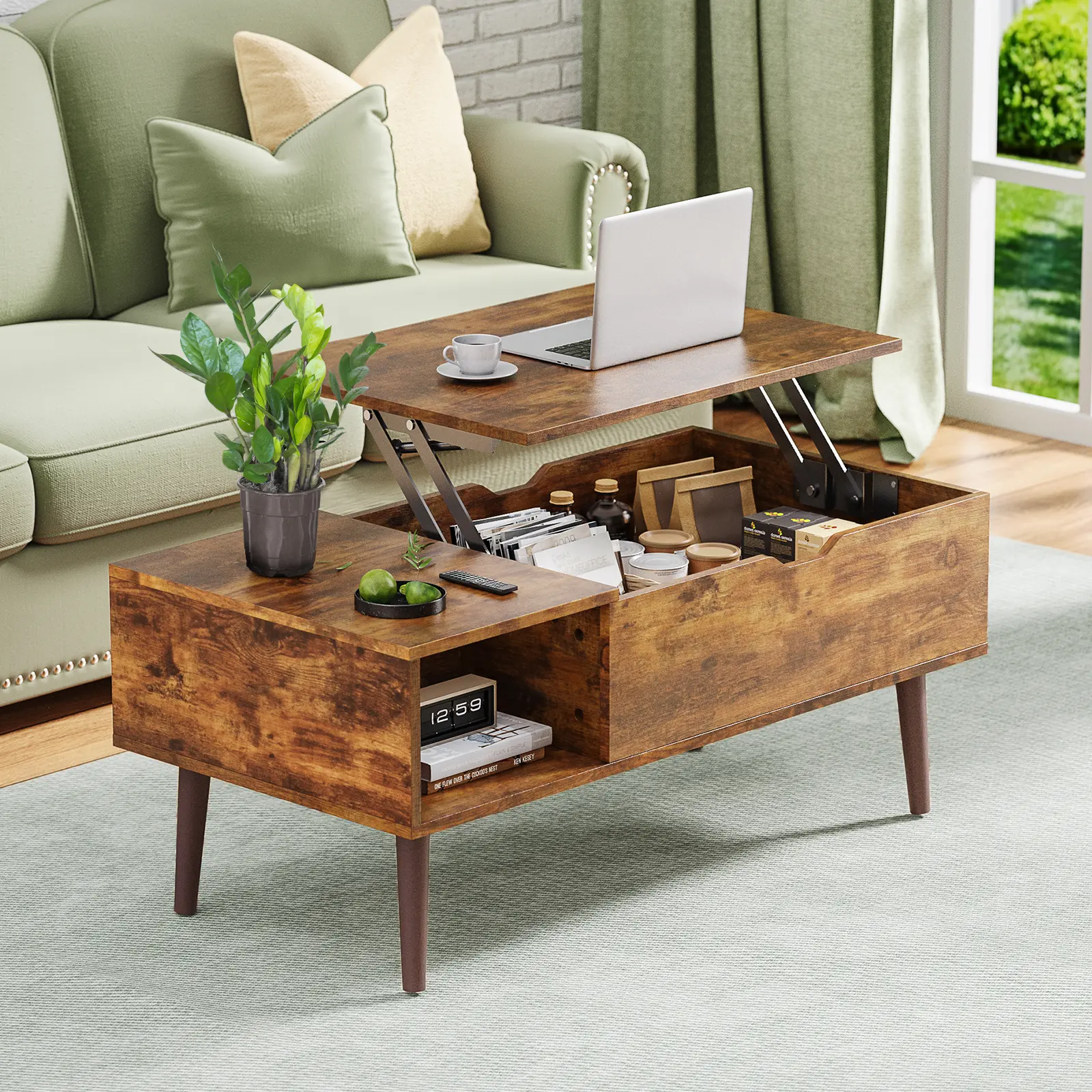 Coffee Tables, Small Coffee Table with Storage Shelf and Hidden Compartment, Modern Wood Lift Top Coffee Table for Living Room, Office, Reception Room Coffee Tables, Small Coffee Table with Storage Shelf and Hidden Compartment, Modern Wood Lift Top Coffee Table for Living Room, Office, Reception Room