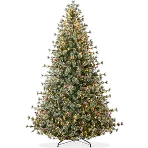 Best Choice Products Pre-Lit Cashmere Christmas Tree, Premium Semi-Flocked Pre-Decorated Artificial Holiday Décor