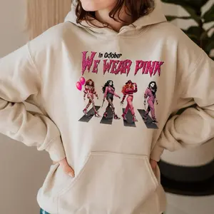 In October We Wear Pink Shirt, Comadre Crew Horror Friends Sweater, Horror Movie Halloween Tee, Breast Cancer Hoodie Sweatshirt, Hoodie, Comfort Colors - c8ph6dlw