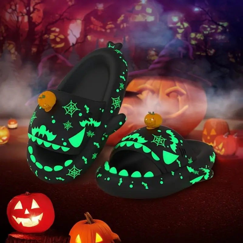 Men's Luminous Grow In The Dark Design Shark-Shaped Slippers, Adorable Comfy Non Slip Casual Anti Odor EVA Slides