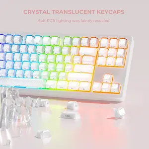 XVX Magic Wave Series White/Pink/Blue OEM Profile Side-Print Ice-Cube 136-Key Keycap Set（only keycap, not include a keyboard）