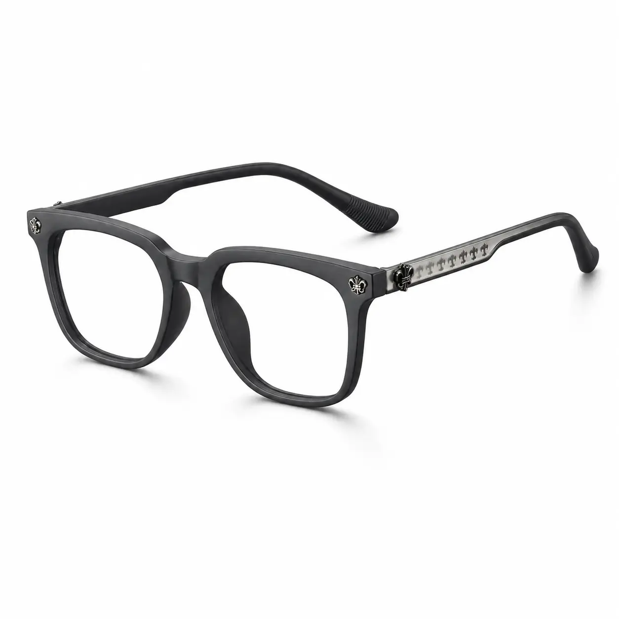 Lyrasses Bright Black Square Anti-Blue Light Glasses, Photochromic Unisex Fashion Eyewear Frames, Premium Trendy Daily Accessory, Ideal Gift Option, High-Quality Blue Light Blocking Eyeglasses