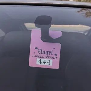 Angel 444 Parking Permit Air Freshener - Pink Vanilla Double-Sided, Thick Hangtag with Long-Lasting Scent