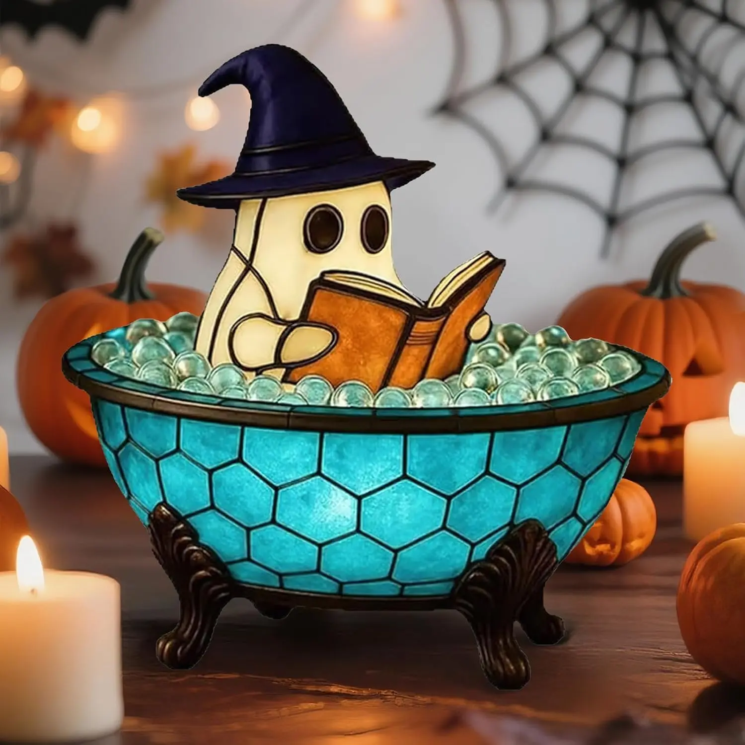 3D Ghost Bubble Bath LED Night Light - Whimsical Floating Ghost Ornament with 3D LED Glow, Halloween Aesthetic Indoor Halloween Decorations for Bathroom, Spooky Festive Gift