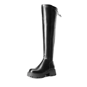 Dream Pairs Lug-Sole Over-the-Knee Boots – Platform Chunky Heel, Stretch Shaft, Cushioned Combat Tread