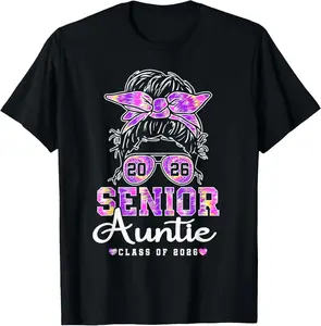 100% Cotton Senior Aunt 2026 Auntie Of Senior 2026 Class Of 2026 Aunt T-Shirt