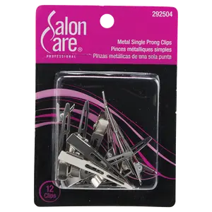 Salon Care Metal Single Prong Curl Clips
