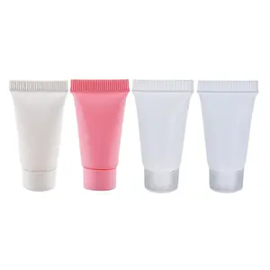 100Pcs Empty Soft Tubes Bottle 5ml  Refillable Portable Container for Sun Cream Makeup Cream Hand Gel Travel Cosmetic Organiser Tin Canister White