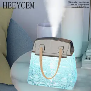 Crystal humidifier, portable humidifier, Usb Powered Humidifier, equipped with colorful LED lights, USB power supply, aromatherapy function button control, bag design can be carried, suitable for home and office, home bedroom, women's holiday gift