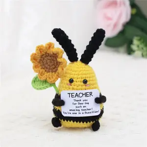 Handmade Positive Bee Doll, Cozy Home Decor, Office Desk Ornament, Figurine, Unique Gift for Family Friends Teachers, Perfect for Holidays