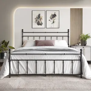 Vera Victorian Metal Bed Frame – Classic Spindle Design, Extra Storage, Rust-Resistant Finish