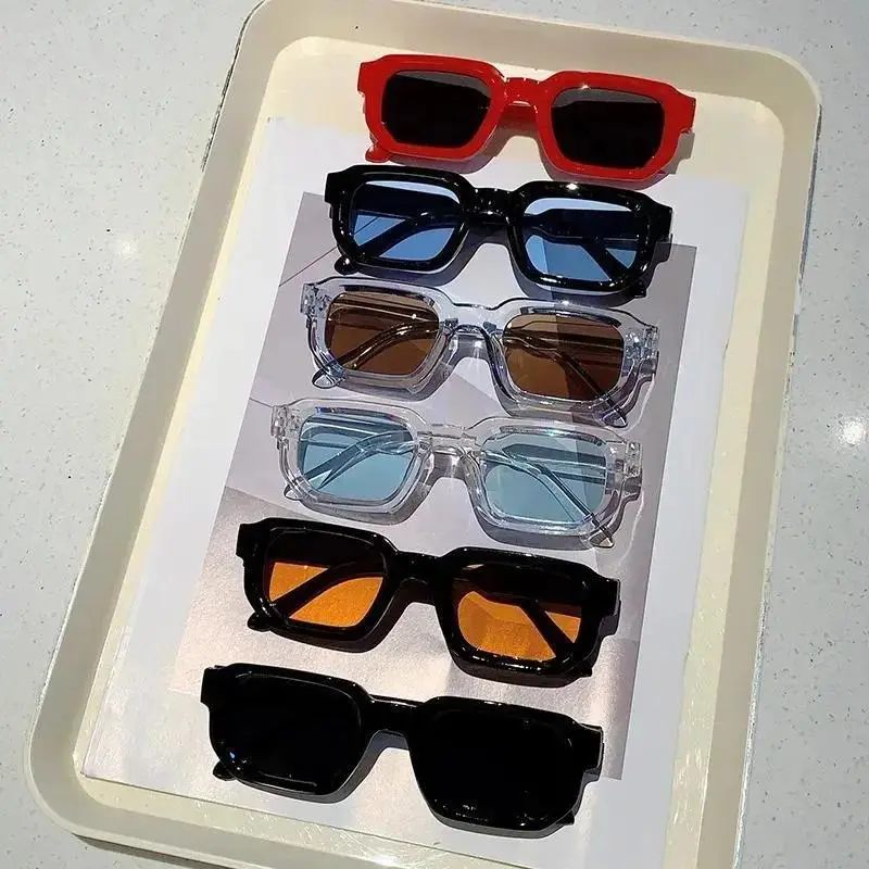 6-Pack Vintage Full Rim Rectangle Sunglasses for Men & Female, Retro Fashion Lightweight Sports Eyewear with UV400 Lens Sun Protection for Daily Wear, Classic Luxury Design