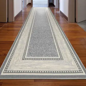 Machine Washable Non-Slip Rubberback Bordered, new Modern simple carpet, living room bedroom floor mat 2'7" x 9'10", Light Gray light luxury high-end, Perfect for Bedroom, Dining Room, Living Room, Hallway, Kitchen