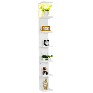 Modern LED Floating Shelves Wall Mounted, 4/5/7 Tier White Display Shelf with Remote Control, Light Up Hanging Wall Bookshelf Storage Organizer for Bedroom, Living Room, Funko Pop Figures Collectibles