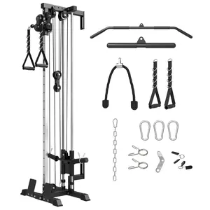 Wall-Mount Cable Crossover Machine with Dual Pulley & 18 Adjustable Positions for Home Gym Fitness