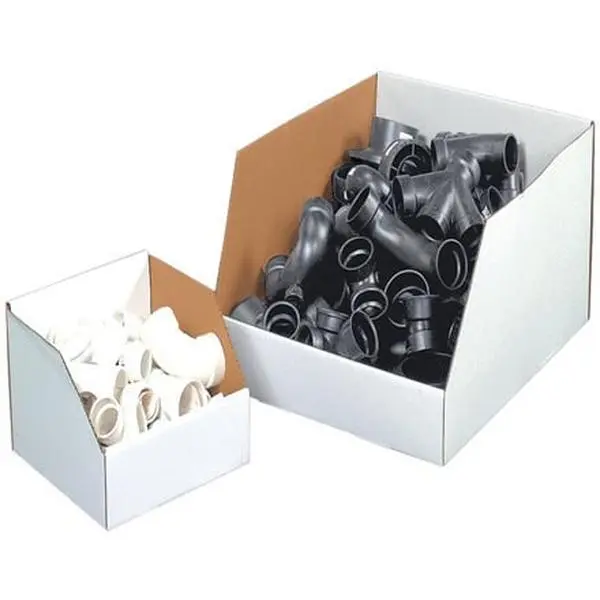 Jumbo Open Top Rectangular Cardboard Box - 10x12x8" Corrugated Bin with High Sides, 25 Each Bulk Storage Parts Organizer