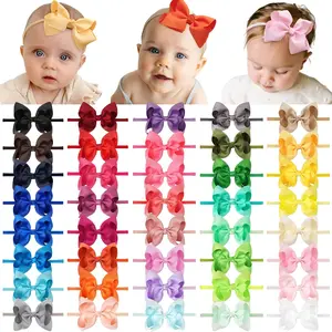 40 Colors  Bow Headbands 3.5" Hair Bows Super Soft Nylon Headbands for  Girls  preemie and   Hair Accessories