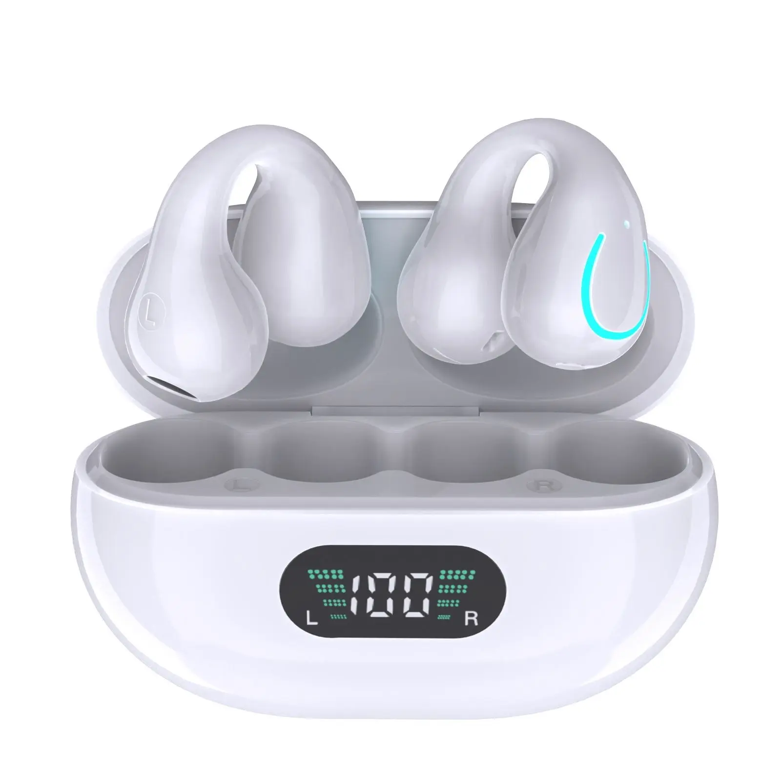 YYK-Q71 Open Ear Wireless Headphones, Bluetooth 5.3 Bone Conduction Earbuds, IPX7 Waterproof with LED Display for Sports & Daily Use