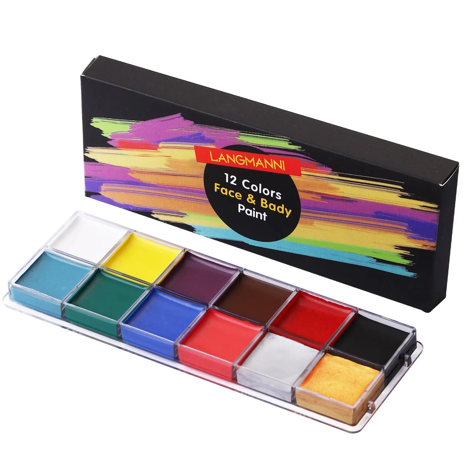 12 Colors Face & Body Paint Palette, 1 Box High Pigment Highly Saturation DIY Body Paint Palette, Cosmetics Makeup Body Makeup for Cosplay, Party, Festival