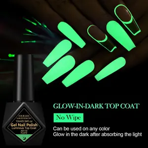 FOURLILY 10ML Luminous Top Coat, Glow-in-Dark Gel Nail Polish, Nail Care, Uv Light Gel, Long-Lasting, Smooth Application, Scratch & Abrasion Resistant, Alcohol-Free, UV/LED Cured, Perfect for Luminous Nail Art, Manicure DIY Gel for Women, Soak Off Uv