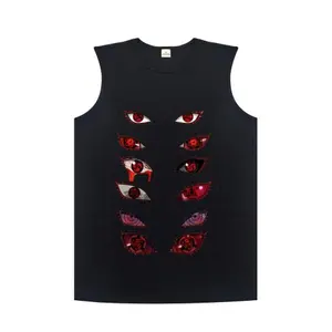 Anime Red Eye Collection Dark Aesthetic Streetwear Harajuku Cool Graphic Print Sporty Casual Everyday Vibe Oversized Loose Fit Pure Cotton Soft Breathable Graphic Tank Top Unisex Summer Trendy Fitness Apparel