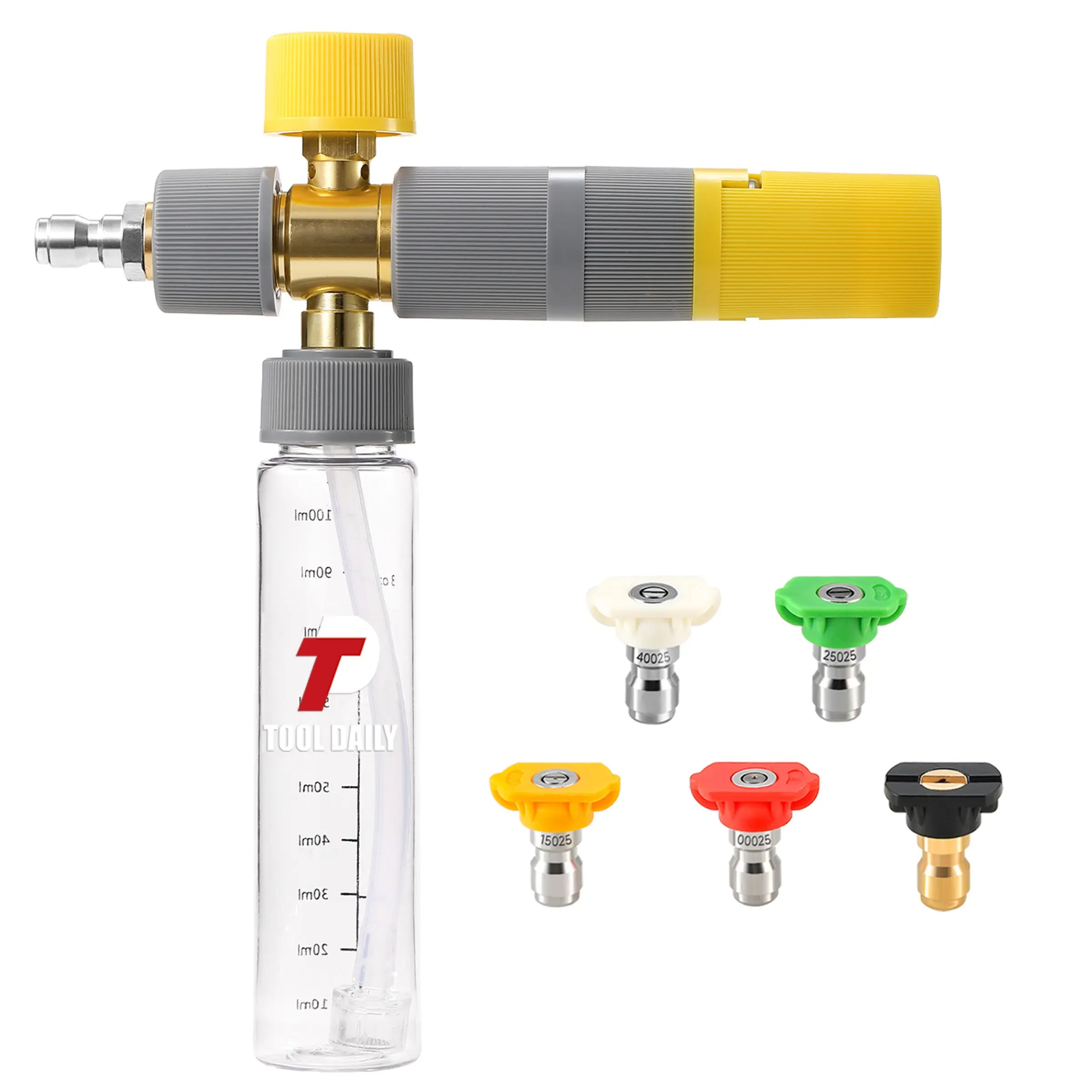 High Pressure Foam Spray Gun, Mini High-Pressure Cleaning Machine, 5 Nozzle Accessories Set, Quick Connect Fitting, Tool Daily, Car Wash Accessory, Foam Sprayer, Foam Spray Lance, Car Wash Equipment, Car Washing Supplies