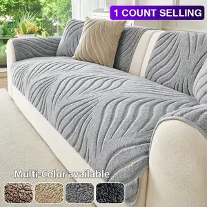 Plush Sofa Protector Mat, Geometric Pattern, Pet-Friendly, All-Season, Non-Slip Back, Reusable, 1/2/3 Person Couch Covers