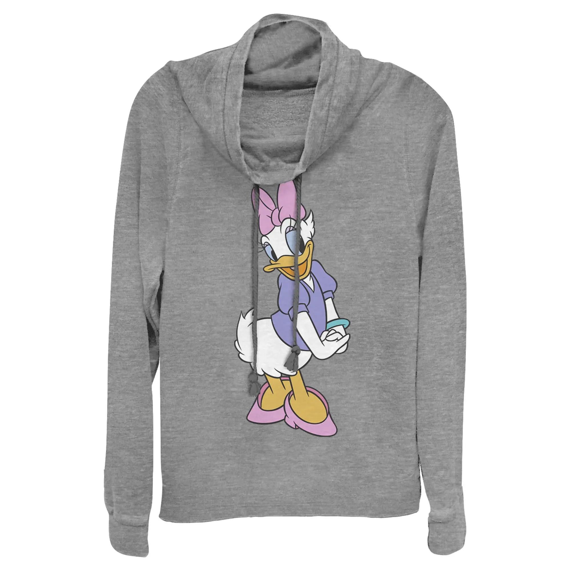 Junior's Mickey & Friends Daisy Duck Classic Pose Cowl Neck Sweatshirt, All Seasons, Casual