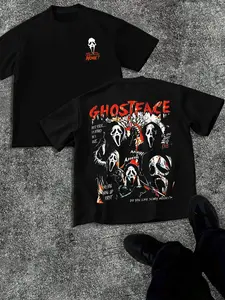 Vintage 90s Horror Movie Spooky Graphic Print T-Shirt, Unisex Casual Streetwear Short Sleeve, Halloween Party Y2K Aesthetic, Trendy Loose Fit Tee