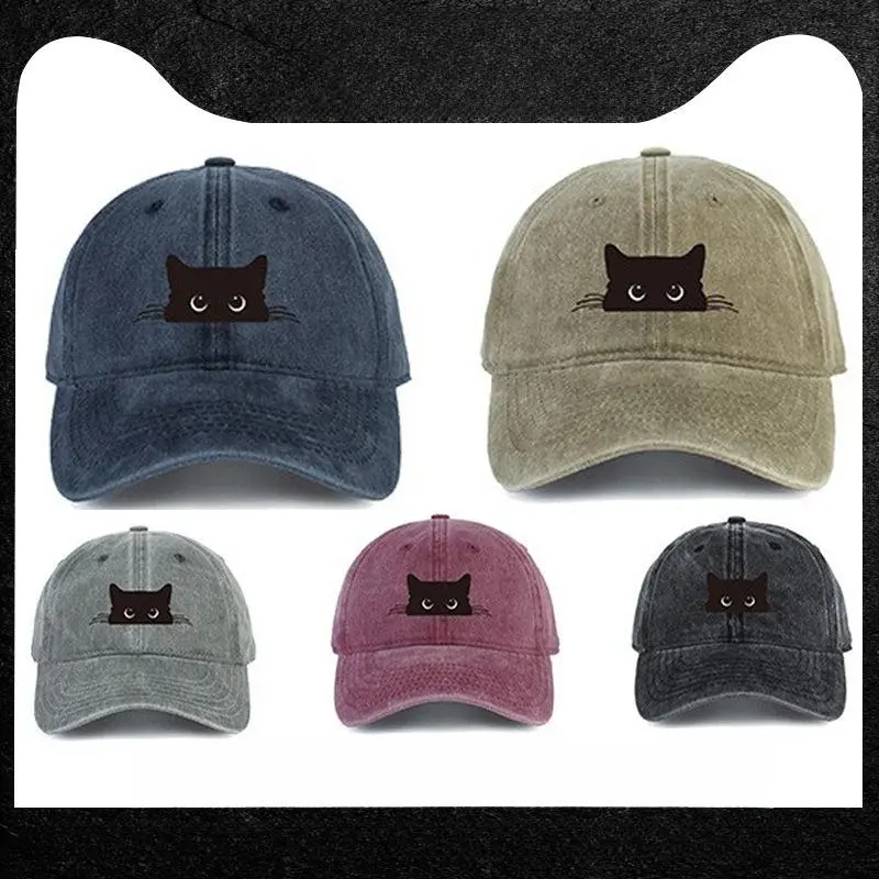 Unisex Kitten Print Wool Baseball Cap - Adjustable Snapback Cap, Dome Mesh Sun Hat, Lightweight Comfy Casual Streetwear Accessory, Dome Mesh Cap