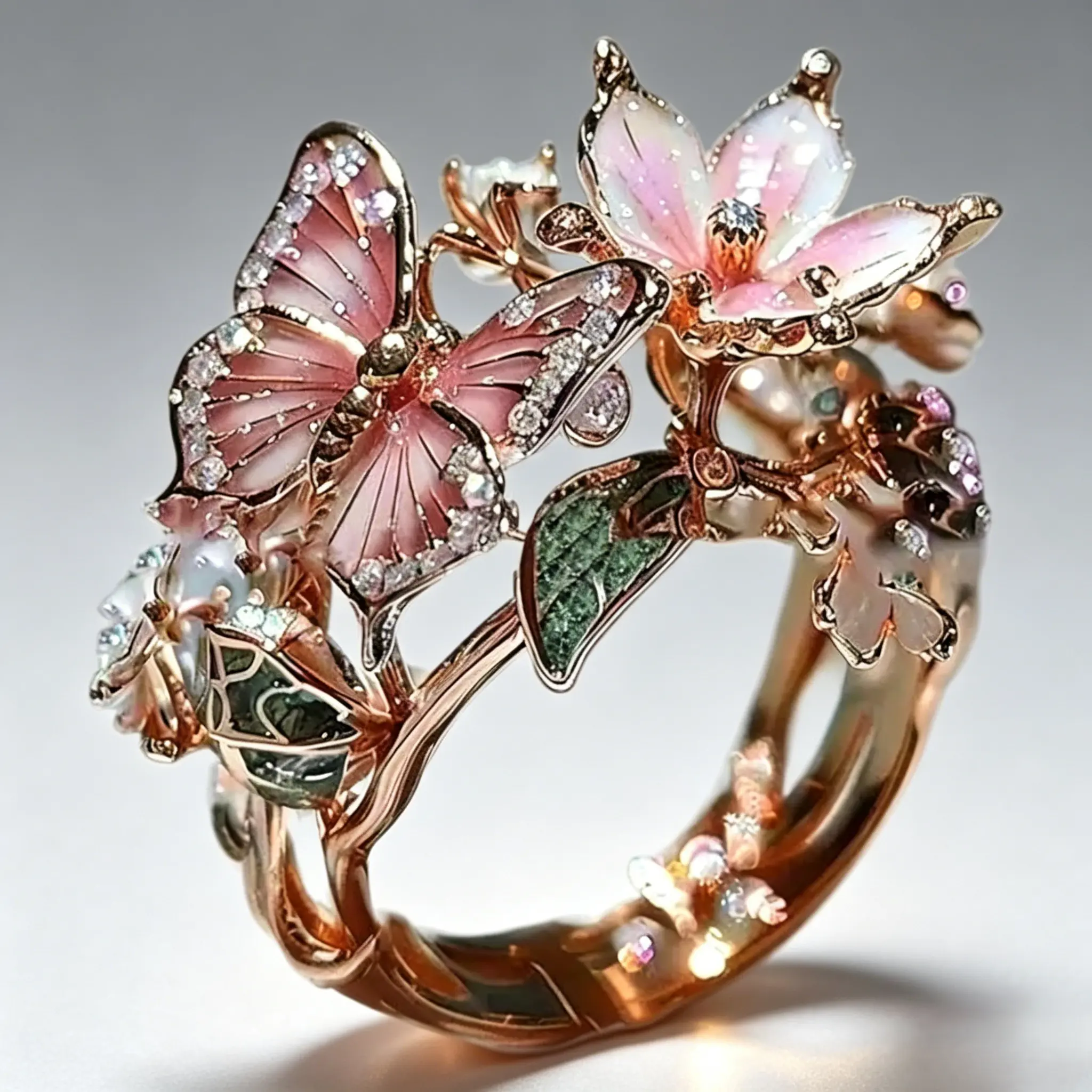 Women's Adjustable Butterfly Open Ring - Sterling Silver, Color Drip Flower Design, Cross Pendant with Psalm, Cluster, Animal Motif, Asymmetric, Bird Shaped, Butterfly Accents Finger Jewelry for Party, Daily Wear, Cluster Rings, Animal Motif Rings