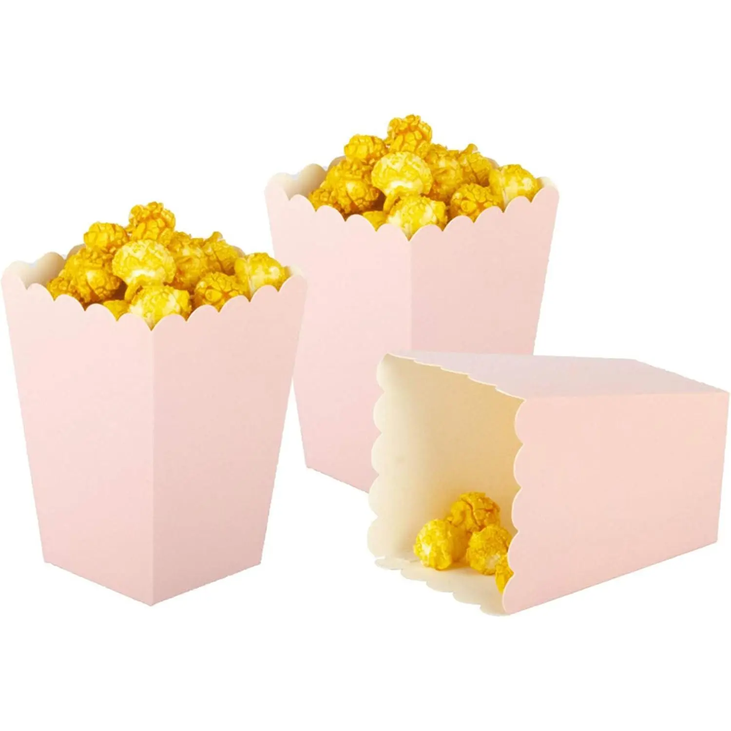 Disposable Pink Mini Popcorn Boxes, Pack of 24 Paper Popcorn Containers for Birthday Party, Movie Night Festive & Party Supplies