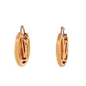 Pre-owned Louis Vuitton Louise Hoop Earrings Metal PM by Rebag