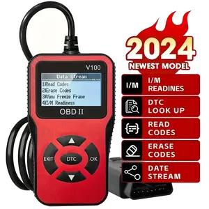 Car OBD2 Scanner Diagnostic Tool Code Reader, Car Voltage Tester Engine Fault Code Scanner, Charging Tester Diagnostic Tool For OBDII Protocol Cars V100 red