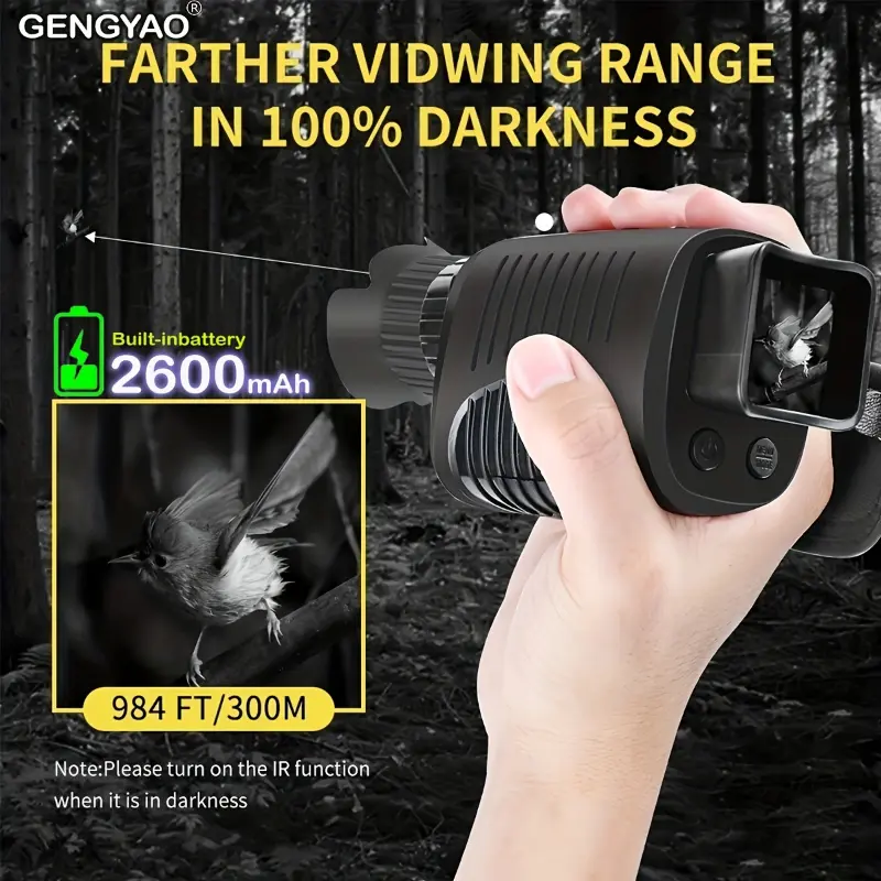 R7 Handheld Infrared Night Vision Monocular with 5x Digital Zoom, Rechargeable Battery for Outdoor Hunting and Camping
