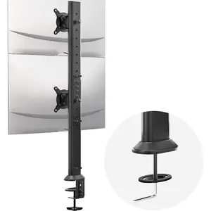 Dual  Articulating Desk Mount Arm Stand - Vertical Stack Screen Supports Two 13 to 34 Inch  Monitors with C Clamp
