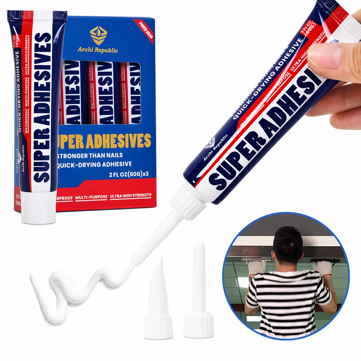 Archi Republic Super Adhesive Construction Glue, Heavy Duty Multi-Surface Repair Glue, Strong Bond, Heat Resistant All-Purpose Adhesive