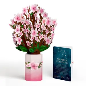Cherry Blossom Birthday Bouquet and Aquarius  Zodiac Sentiment Set