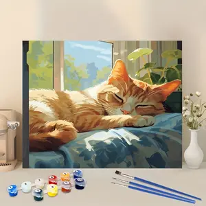 A cat dozing in the warm sun. 1pc paint by numbers. 40*50cm. suitable for beginners.