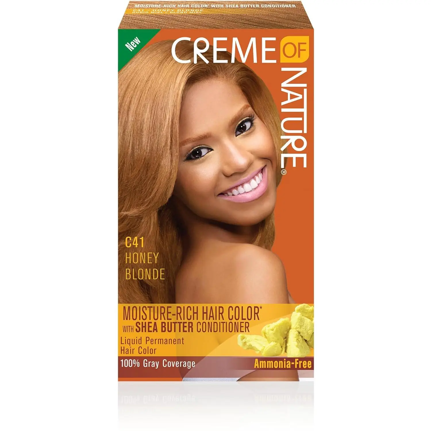 Creme of Nature Moisture-Rich Permanent Dye, C41 Honey Blonde, Ammonia-Free Moisturizer with Argan Oil & Shea Butter for Radiant Shine, 100% Grey Coverage & Color Protection, Haircare, Conditioning, Nourishing, Dyeing Hair, Luxury, Beauty Products, Natura