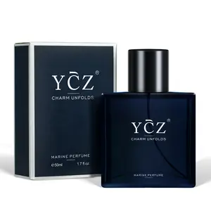 YCZ Charm Unfolds Marine 50ml EDP Cologne for Men, Long-Lasting Woody Aromatic Scent with Lemon, Ginger, Patchouli, Bergamot, Amber, Vetiver, Suede Notes, Citrus Fragrance, Single Item, Ideal Mens Gift