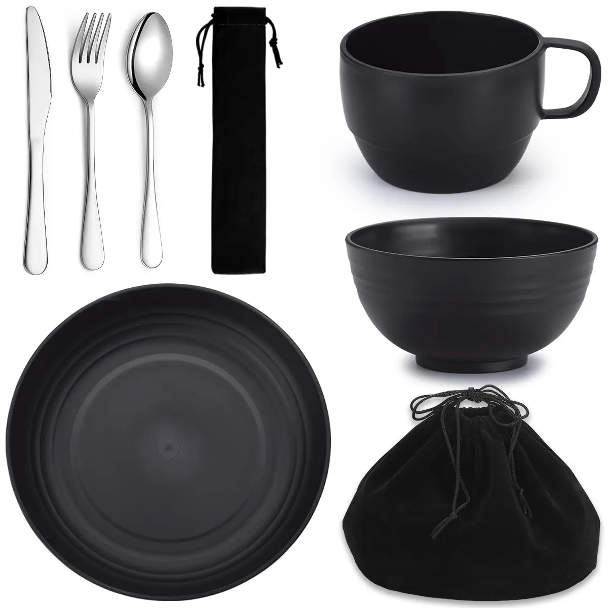 8 Pcs Camping Mess Kits,Including Spoons Forks Knives,Camping Essentials Gear,Accessories for Travel,Picnic,Outdoor,Easy to Carry and Clean,Christmas Party Gifts,Hand Tools Kits
