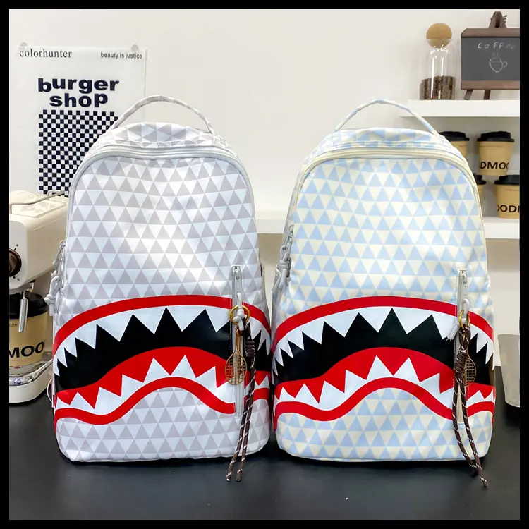 Sprayground JanSport SuperBreak Backpack - Shark Mouth Print School Backpack, Geometric Pattern Book Bag with Front Utility Pocket, Lightweight Daypack for School, Travel, College, and Everyday Use – Middle School Student Backpack, High School Student Ba