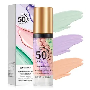 3-in-1 Facial Cosmetic Face Primer, SPF 50 PA+++ Sunscreen Isolation Cream, Color Corrector, Oil Control Moisturizer, Smooth Flawless Matte Finish for Pre-Makeup Use