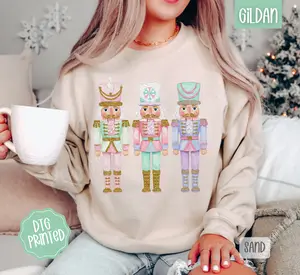Painted Nutcracker Sweatshirt, Christmas Sweater, Trendy Women's Crewneck
