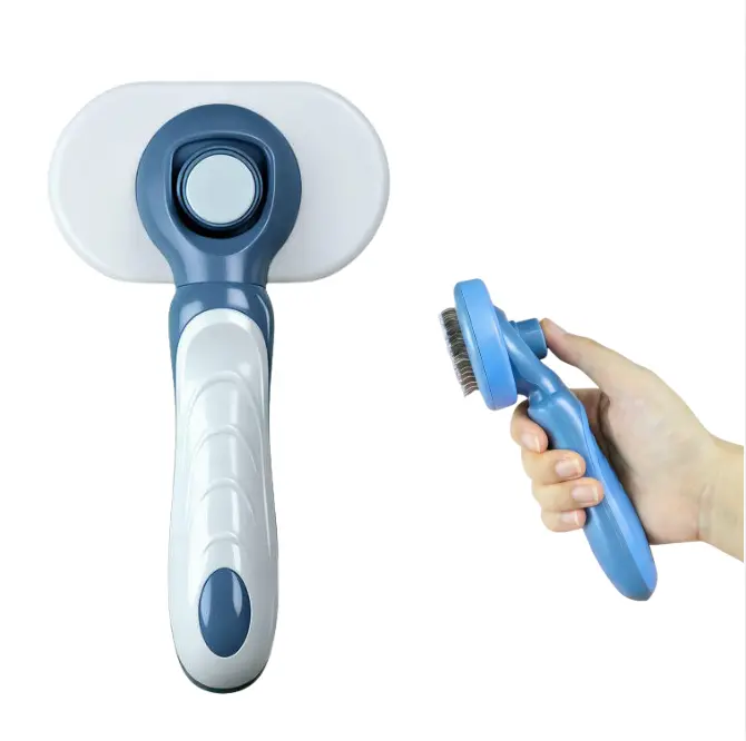 Self Cleaning Shedding Brush - Skin Friendly Grooming Tool for Dogs, Cats, and Puppies, Deshedding and Hair Removal for Long and Short Haired Pets, Black